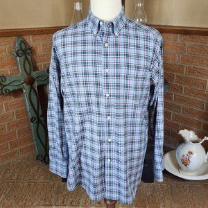 Cremieux Classics Blue Green and Red Plaid Button Down Shirt Size L